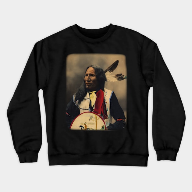 Oglala Sioux Lakota Chief Strikes With Nose Native American Crewneck Sweatshirt by twizzler3b